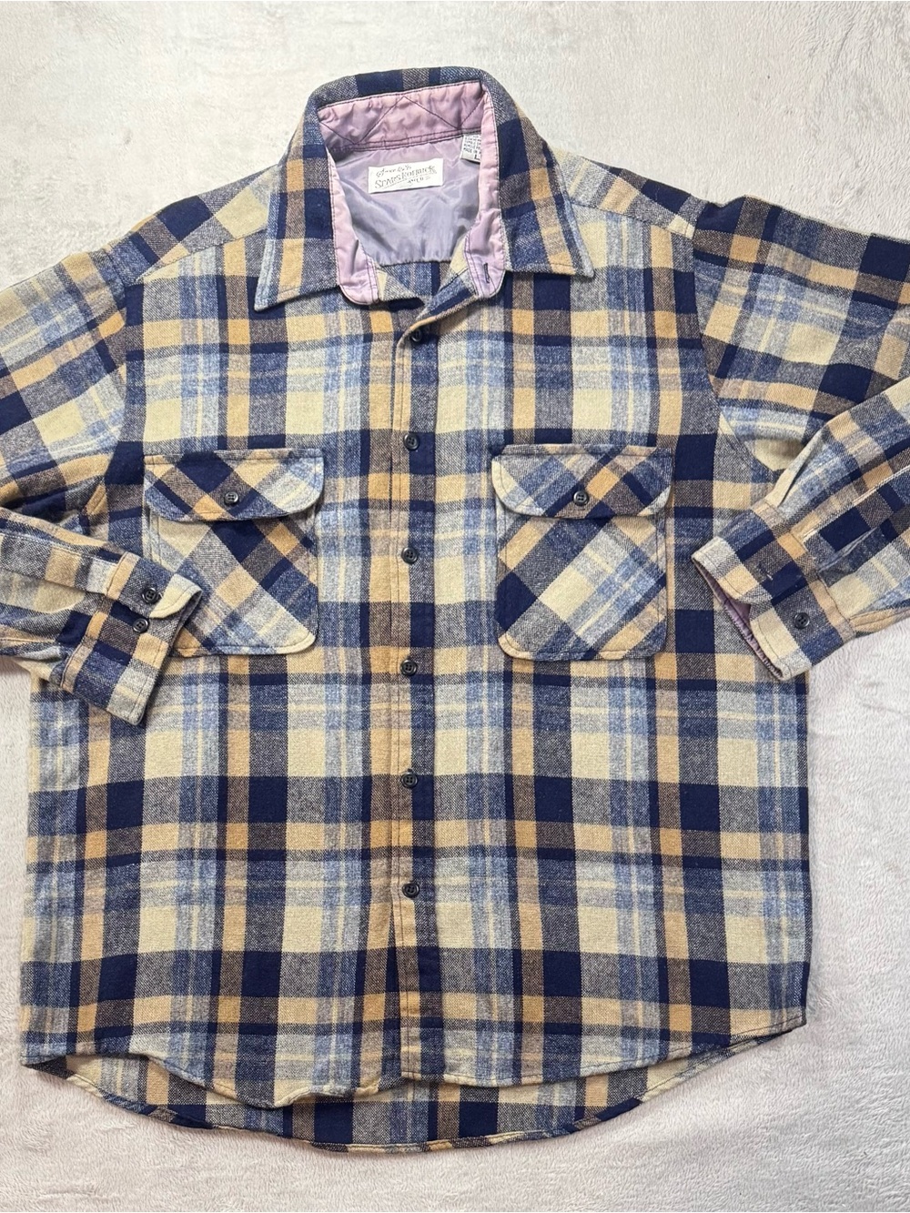 Vintage 70’s 80’s Sears Roebuck Wool Plaid Flannel Shirt Size Large USA